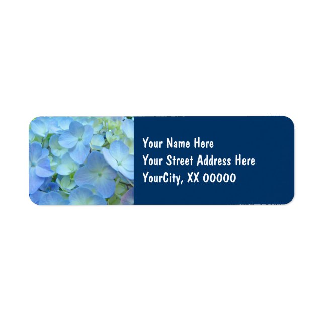 Address Labels custom Blue floral Hydrangeas (Front)