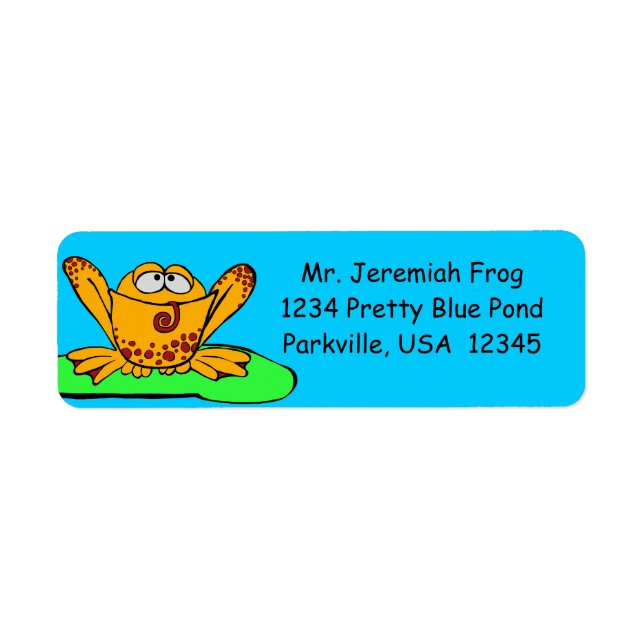 Address Labels, Cute Orange Frog Cartoon (Front)