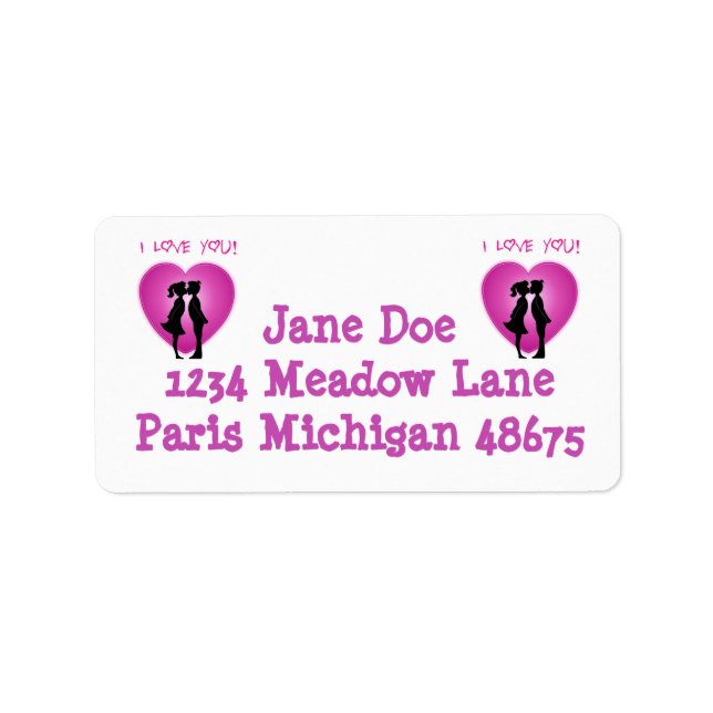Address Labels/Heart with Kissing Couples Label (Front)