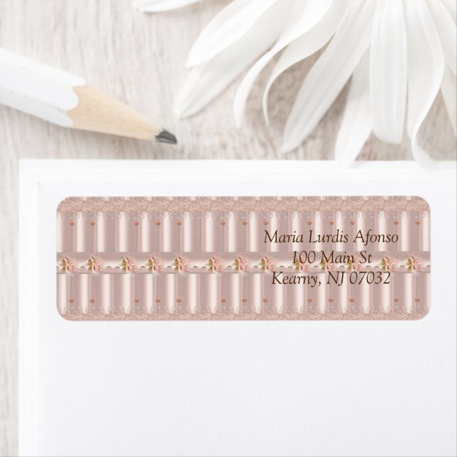 Address Labels Pink Rose Glitter Drip (Insitu)