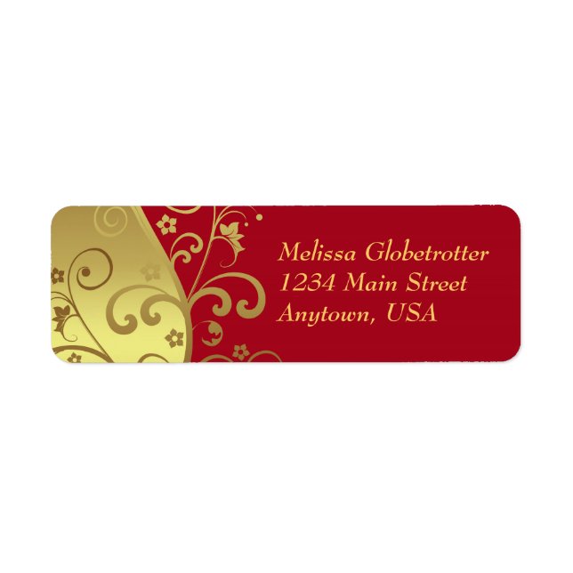 Address Labels--Red & Gold Swirls (Front)