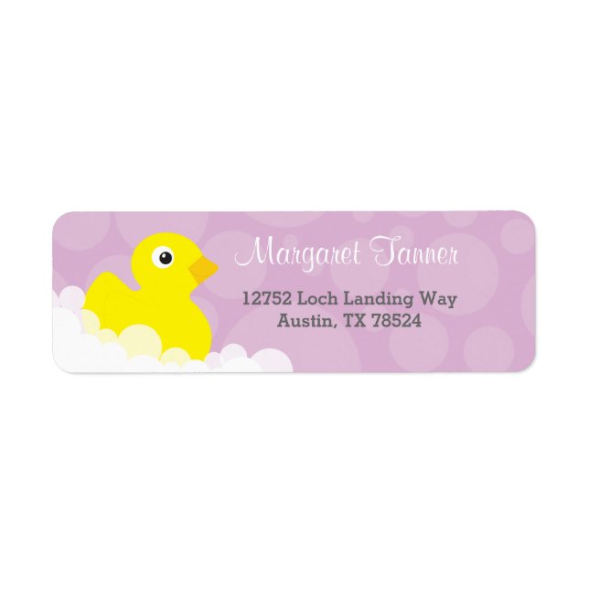 Address Labels - Rubber Ducky Design - Lilac (Front)
