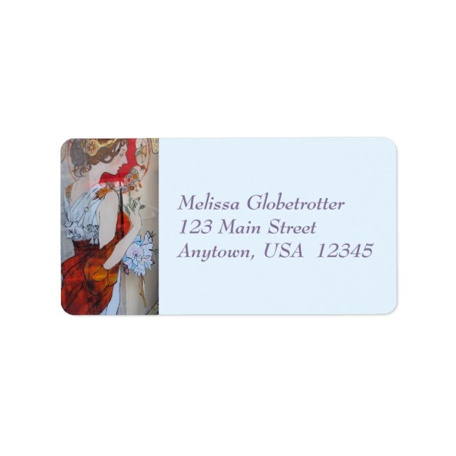 Address Labels--Victorian Lady Red Label (Front)