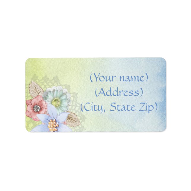 Address Labels/Watercolor and Flowers Label (Front)