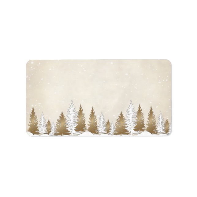 Address Labels,  Winter Nature Beige Trees Label (Front)