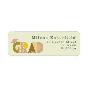 Address Return Label Grad Graduation Retro Sticker