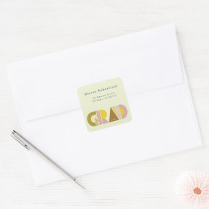 Address Return Label Grad Graduation Retro Sticker