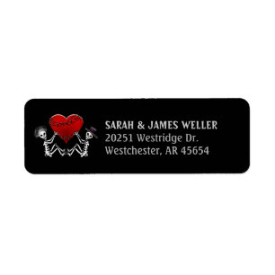 Address Return Label - Skeletons with Red Heart