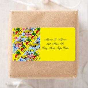 Address Return Labels Boys Happy Birthday