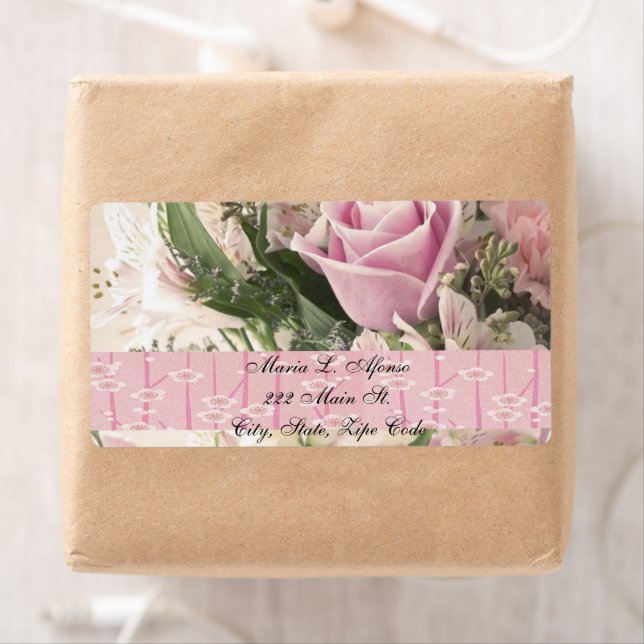 Address Return Labels Pink Rose Floral (Insitu)