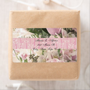 Address Return Labels White Pink Tulips Floral