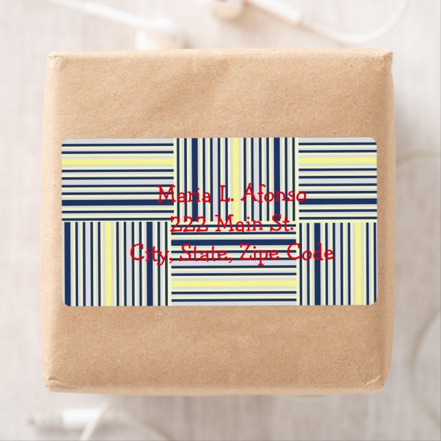 Address Return Labels Yellow Blue Stripes (Insitu)