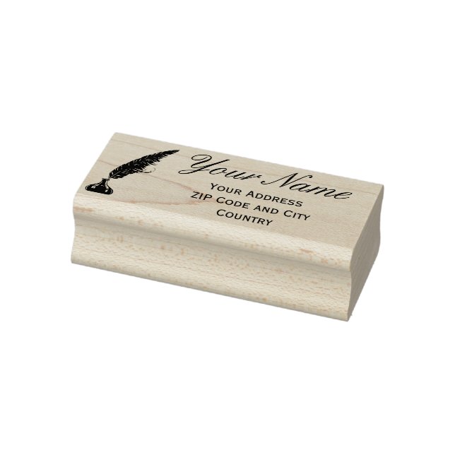 Address Rubber Stamp - Vintage Quill (Stamp)