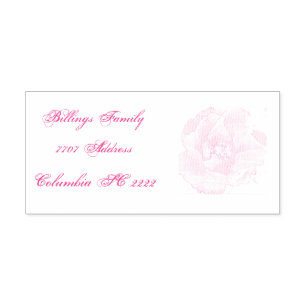 Address Self Ink Rubber Stamp/Poppy flower pink Self-inking Stamp