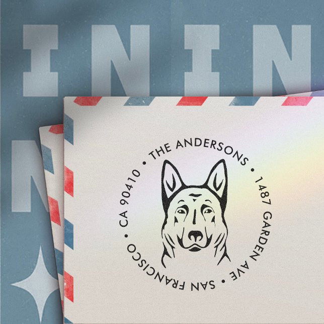 Address Stamp, German shepherd dog address stamp (Creator Uploaded)