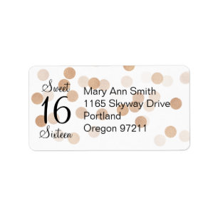 Address Sweet 16 Faux Copper Foil Glitter Lights Label