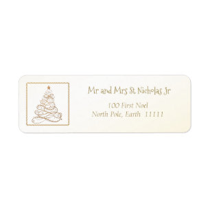 Address Template Golden Filigree Christmas Tree