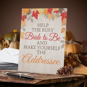 Address the Envelope Fall Bridal Shower Pedestal Sign