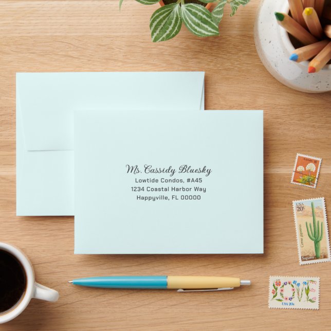 Addressed Beach Wedding RSVP Envelopes (Desk)