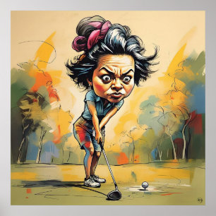 Addressing The Ball - Large Golf Art Print