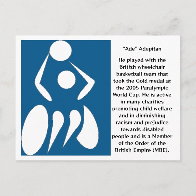 “Ade” Adepitan, wheelchair basketball player Postcard (Front)