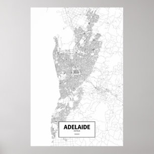 Adelaide, Australia (black on white) Poster