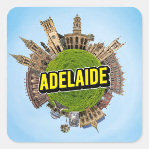 Adelaide Australia tiny little planet landmark arc Square Sticker