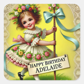 ADELAIDE ~ HAPPY BIRTHDAY ~ Maypole ~ Square Sticker