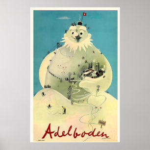 Adelboden Swiss Switzerland Bernese Ski Winter Poster
