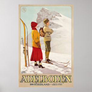 Adelboden Swiss Switzerland Bernese Ski Winter Poster