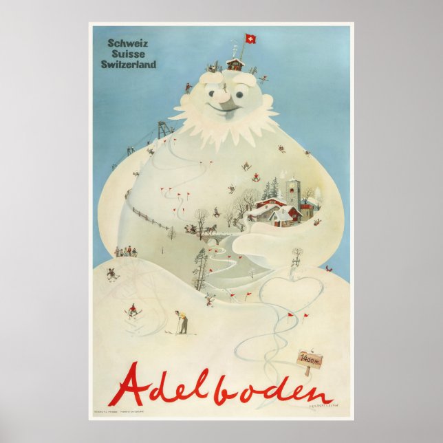 Adelboden, Switzerland, Ski travel Poster (Front)