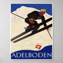 Adelboden Switzerland Vintage Ski Poster