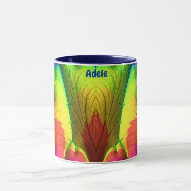 ADELE ~ 3D Fractal ~ Pink, Yellow Red and Blue Mug (Center)