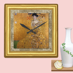 Adele, Lady in Gold, Gustav Klimt, Framed Canvas Square Wall Clock