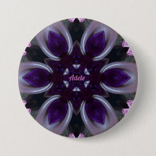 ADELE ~ Purple White Pink Green BLING 7.5 Cm Round Badge