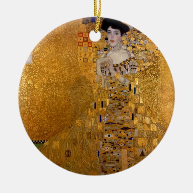 Adele, The Lady in Gold - Gustav Klimt Ceramic Tree Decoration (Front)