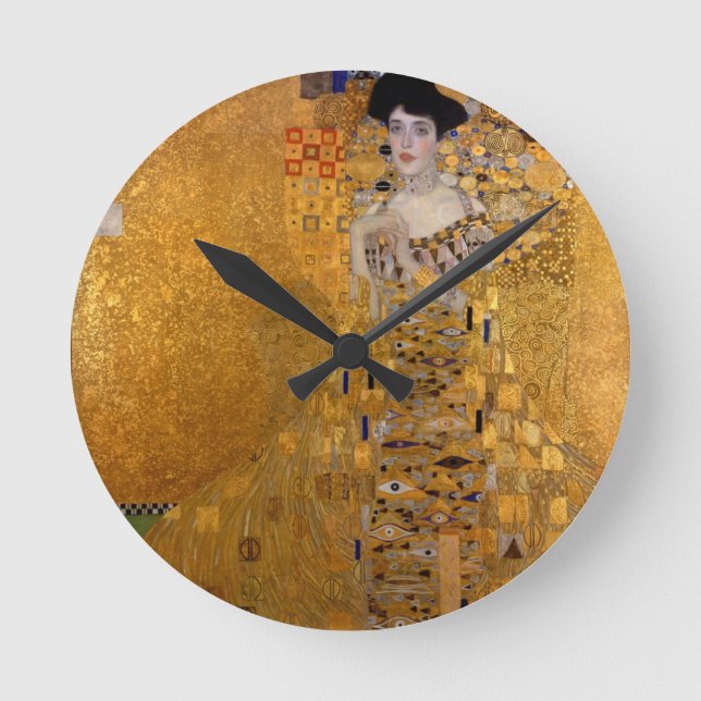 Adele, The Lady in Gold - Gustav Klimt Round Clock (Front)