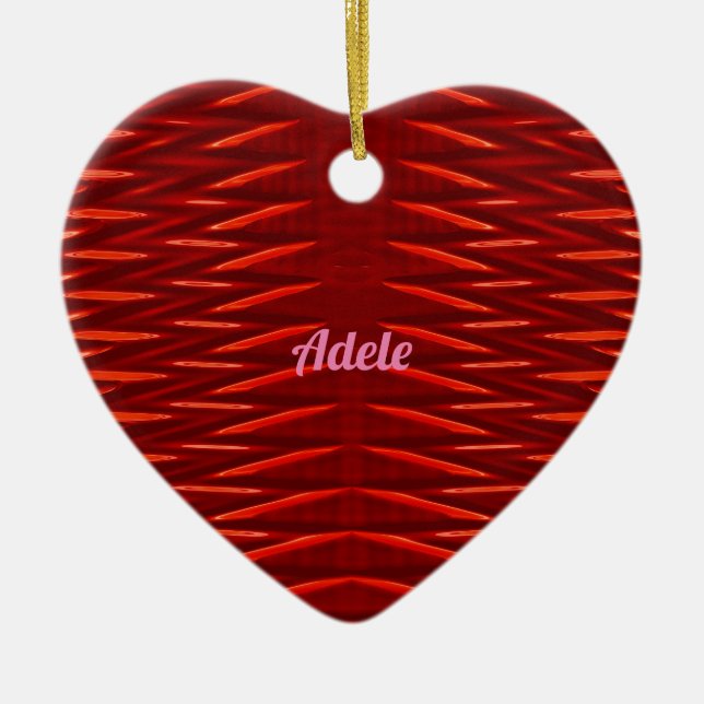 ADELE ~VALENTINE HEART ~ Red Fractal ~ Ceramic Tree Decoration (Front)