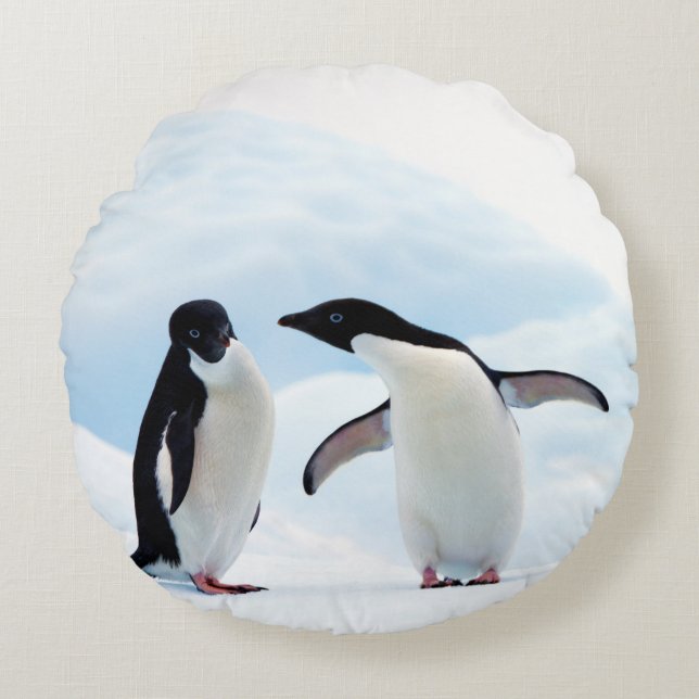 Adelie Penguins Round Cushion (Front)
