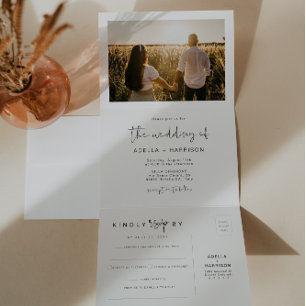 ADELLA Edgy Modern Minimalist Wedding Tri-Fold Invitation