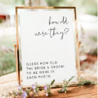 ADELLA How Old Were They Bridal Shower Game Sign