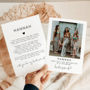 ADELLA Minimal Photo Bridesmaid Proposal Note Card