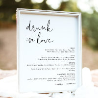 ADELLA Minimalist Drunk in Love Bar Menu Sign
