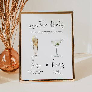ADELLA Minimalist Signature Drink Wedding Bar Poster