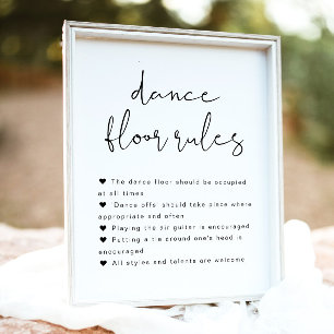 ADELLA Minimalist Wedding Dance Floor Rules Sign