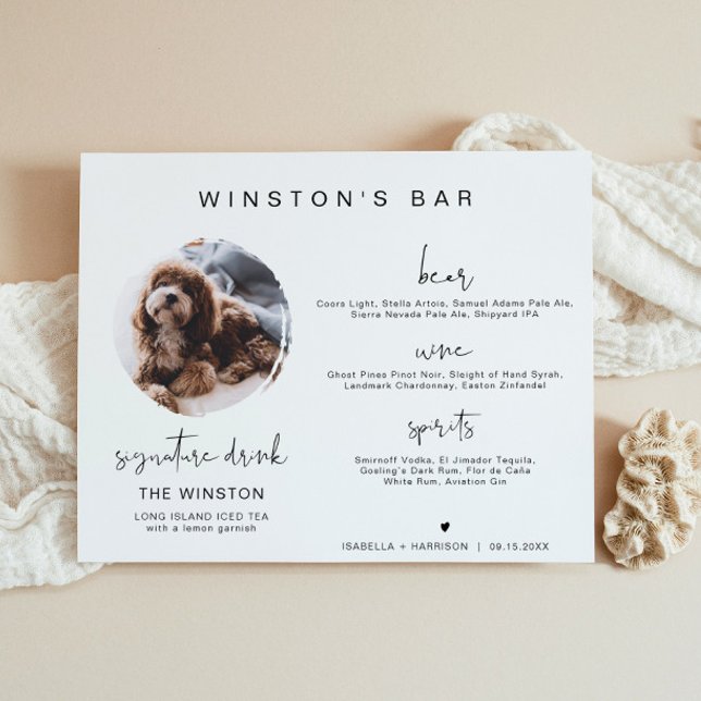 ADELLA Modern 1 Photo Pet Signature Drink Bar Sign (Creator Uploaded)