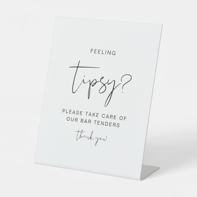 ADELLA Modern Feeling Tipsy Sign, Tip Bartender Pedestal Sign (Front)