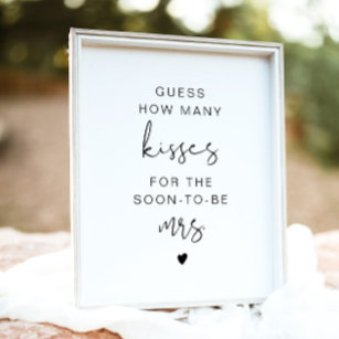 ADELLA Modern Guess How Many Kisses Bridal Sign