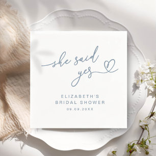 ADELLA Modern Minimal She Said Yes Bridal Shower Napkin