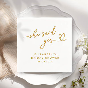 ADELLA Modern Minimal She Said Yes Bridal Shower Napkin